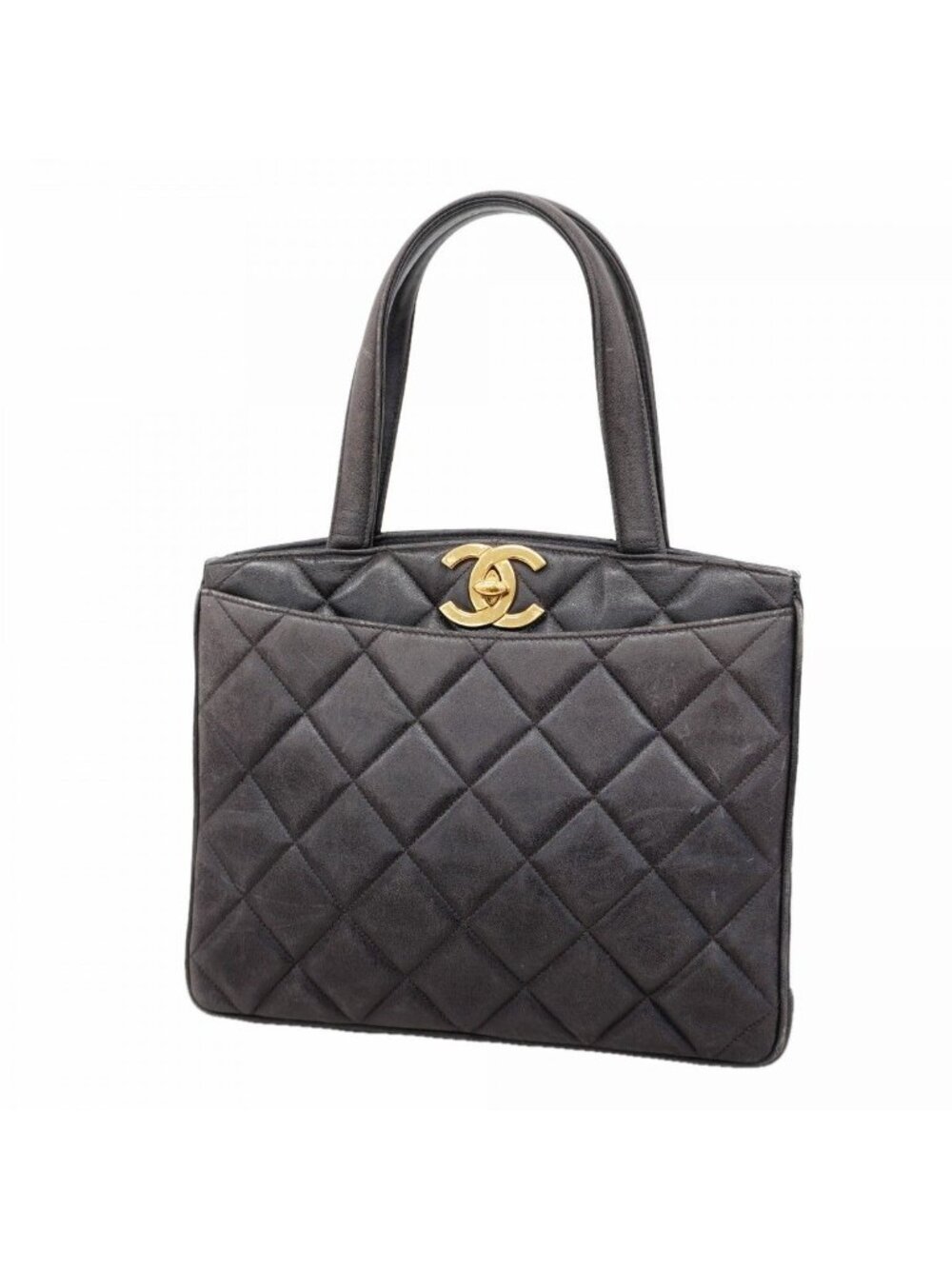 Chanel Handbag Quilted Jumbo CC Logo Lambskin Black Gold